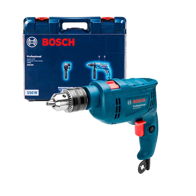 Furadeira de Impacto Bosch GSB-550-RE 550W 220V Azul com Maleta