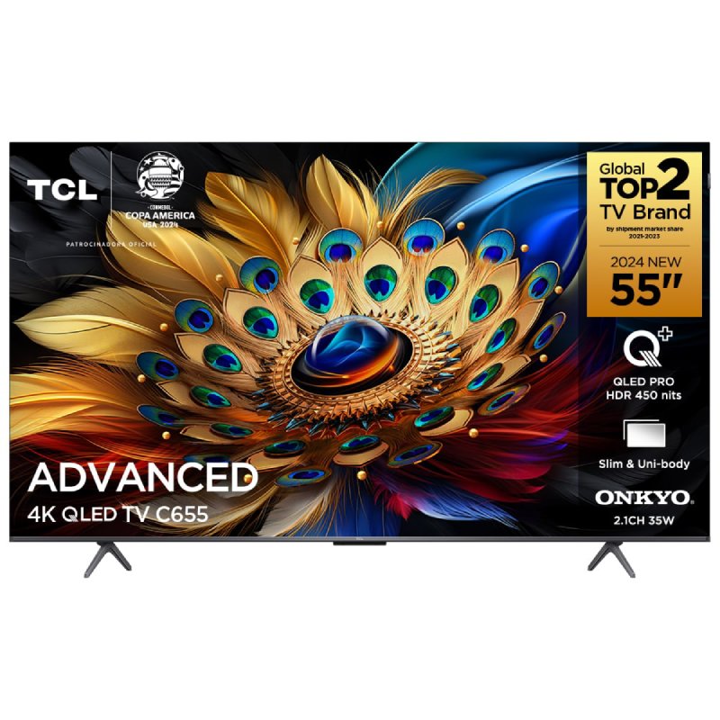 Smart TV TCL 55'' QLED UHD 4K Google TV Dolby Vision Atmos 55C655