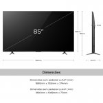 Smart TV TCL 85'' QLED UHD 4K Google TV Dolby Vision Atmos Chumbo 85C655