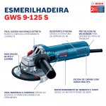 Esmerilhadeira Angular Bosch GWS-9-125-S Professional 900W 127V Azul