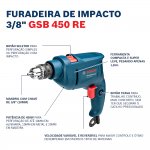 Furadeira de Impacto Bosch GSB-450-RE Professional 450W 127V Azul