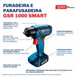 Furadeira/Parafusadeira Bosch GSR-1000 Smart Bateria 12V com Maleta Azul
