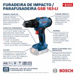 Furadeira/Parafusadeira de Impacto Bosch GSB-183-LI 18V Azul e 1 Bateria