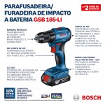 Furadeira/Parafusadeira de Impacto Bosch GSB-185-LI-1BC 18V Azul e 1 Bateria