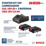 Kit Iniciante Bosch com 2 Baterias GBA-18V 2Ah e 1 Carregador GAL-18V-20