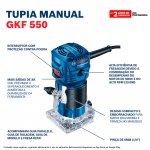 Mini Tupia Bosch GKF-550 550W 127V Azul com Pinças de Aperto