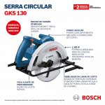 Serra Circular Bosch GKS-130 Professional 1300W 127V Azul e Disco de Corte