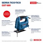 Serra Tico-Tico Bosch GST-680 500W 127V Azul com Poteção Antifarpas