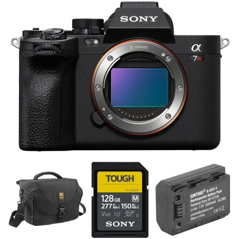Câmera Fotográfica Digital Sony Alpha 7R V Mirrorless Full-Frame Sem Lente Preta com Kit de Acessórios